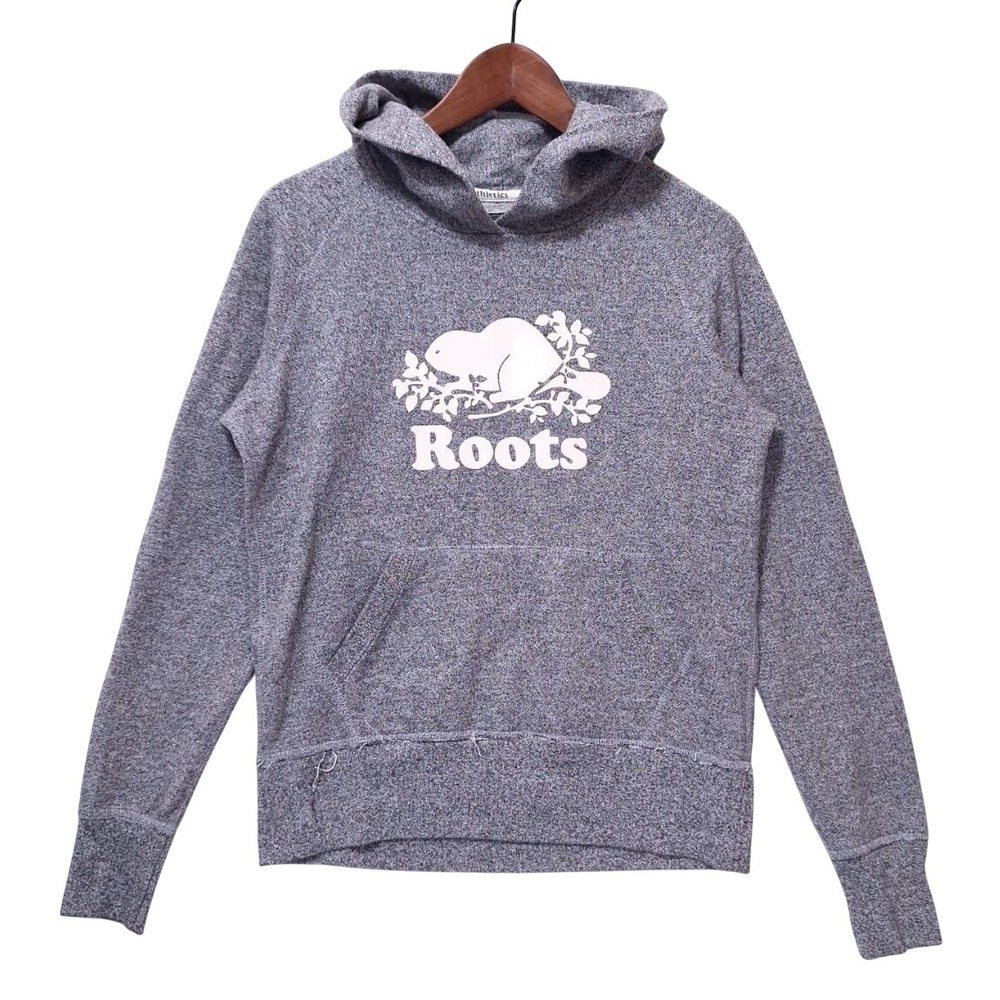 Roots Athletic Hoodie Gray Kangaroo‎ Pocket Sweatshirt Men's S/P 170/88A Logo